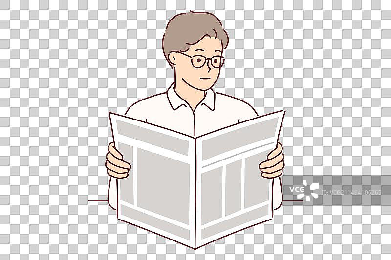 男人拿着报纸阅读最新新闻图片素材