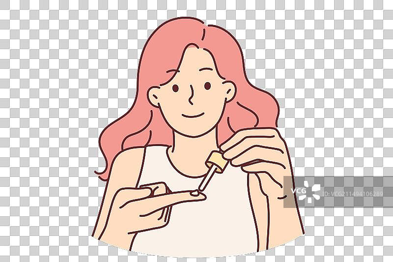 女人手持滴管涂抹化妆品图片素材