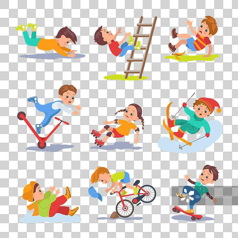 摔倒的儿童失去平衡图片素材