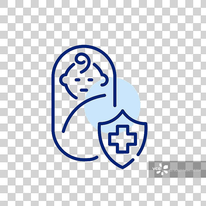 毯子里的襁褓婴儿和保险标志图片素材