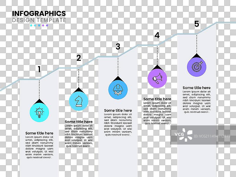 带有5个步骤和数字的信息图表路径模板图片素材