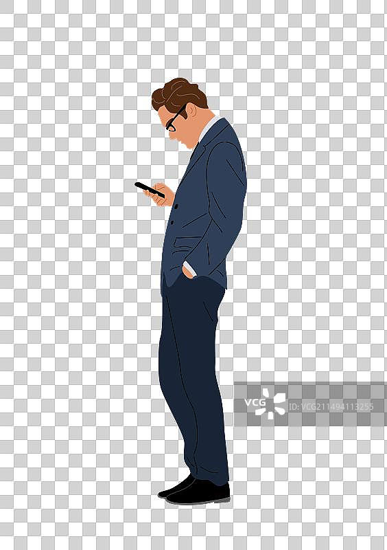 侧身站立使用手机的商务男人图片素材