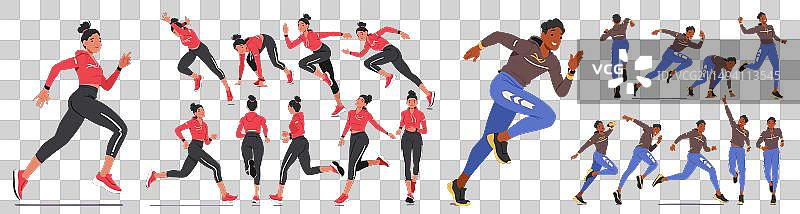 年轻男女跑步运动员图片素材