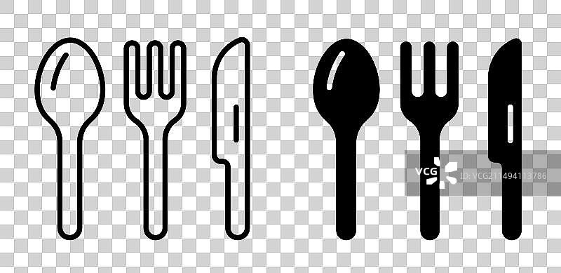 可爱餐具套装：餐叉、刀、勺子图片素材