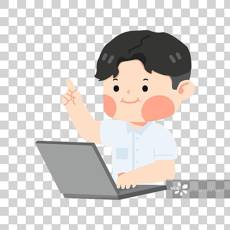 儿童学生使用电脑指点图片素材