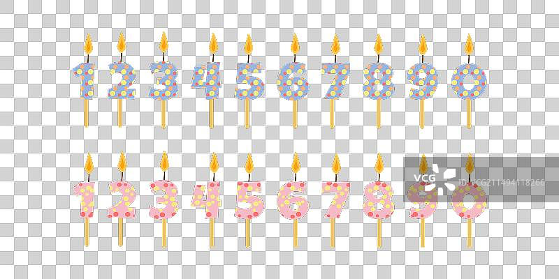 燃烧的生日蜡烛与节日彩色装饰图片素材