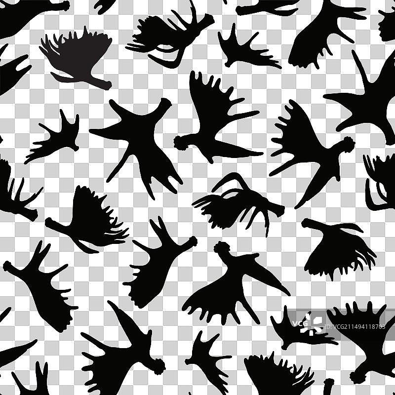 白色背景上的黑色麋鹿角轮廓图片素材