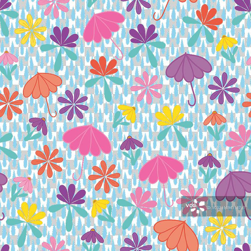 雨滴下的彩色春花图片素材