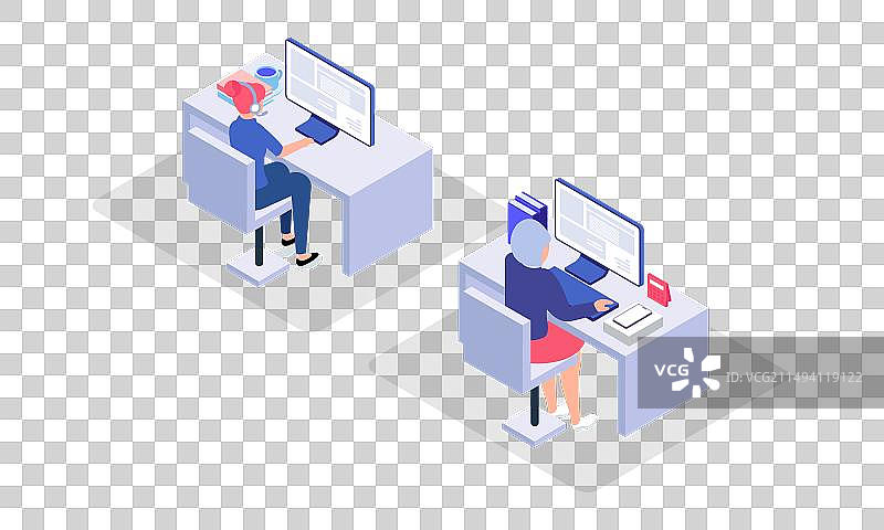 呼叫中心2.5D图图片素材