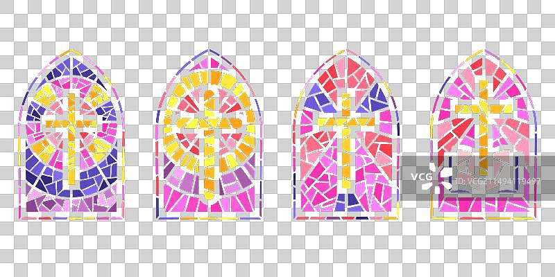教堂彩色玻璃马赛克图片素材