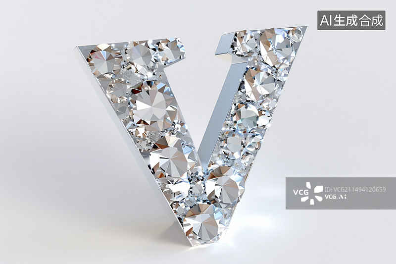 【AI数字艺术】英文字母3D模型：V图片素材