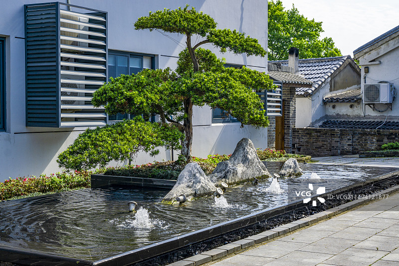 溧阳市西汤鹅村新中式中国风庭院景观建筑设计图片素材