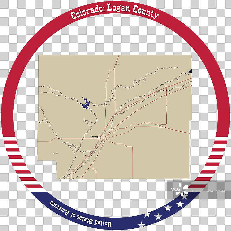 美国科罗拉多州洛根县地图图片素材