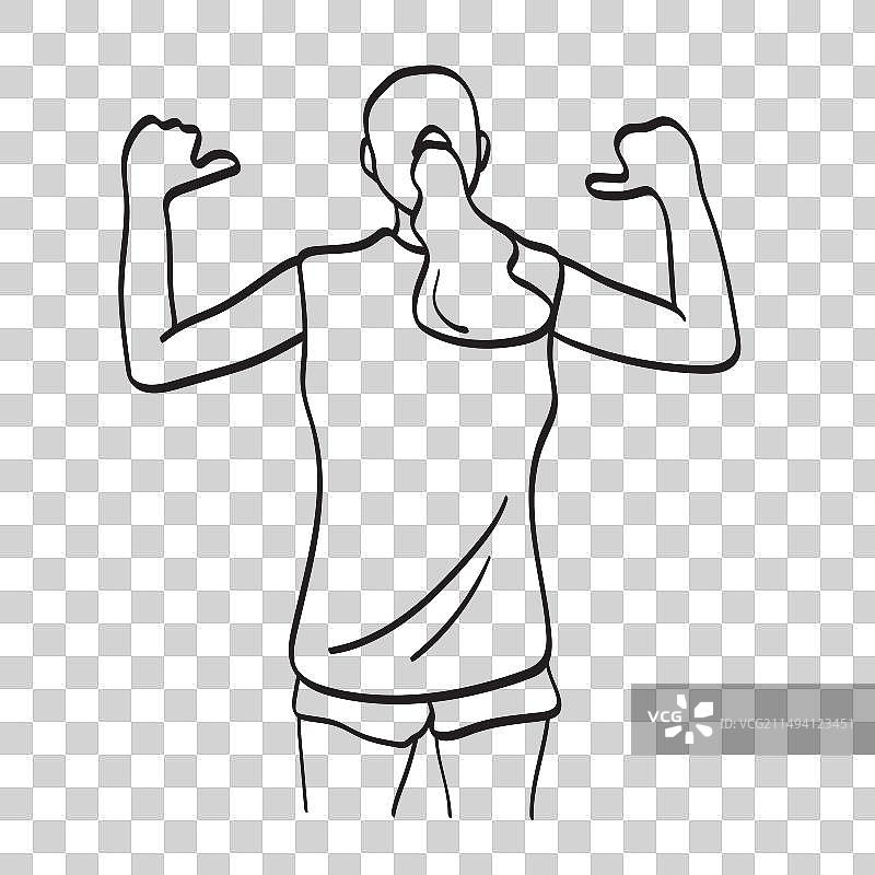 运动型女子竖起两个大拇指（背面视角）图片素材