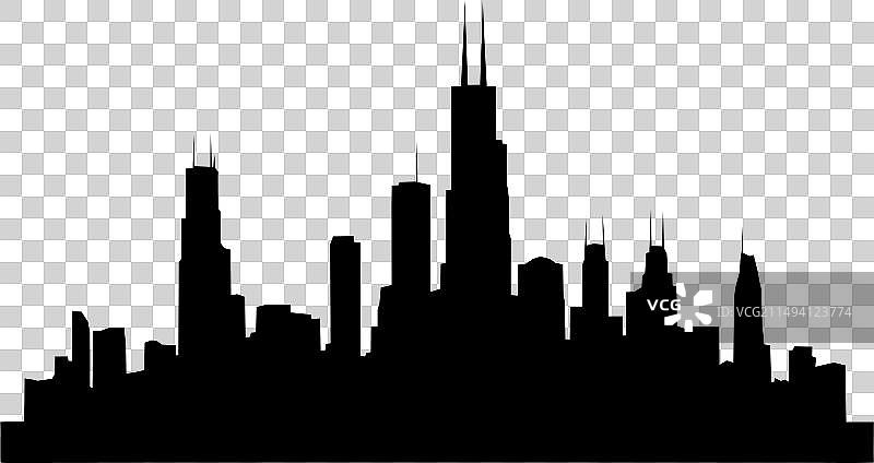 芝加哥天际线剪影摩天大楼图片素材