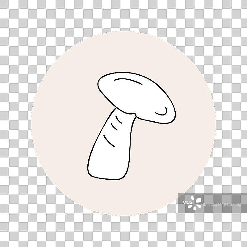 圆形黑色轮廓蘑菇线图标图片素材