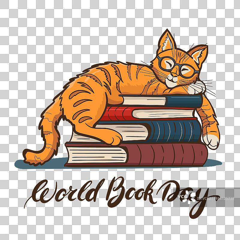 世界读书日：戴帽子的猫图片素材