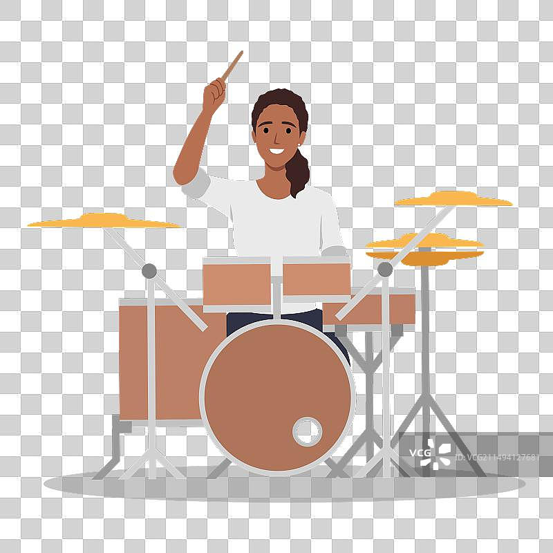 在鼓组上演奏现代音乐的音乐家图片素材