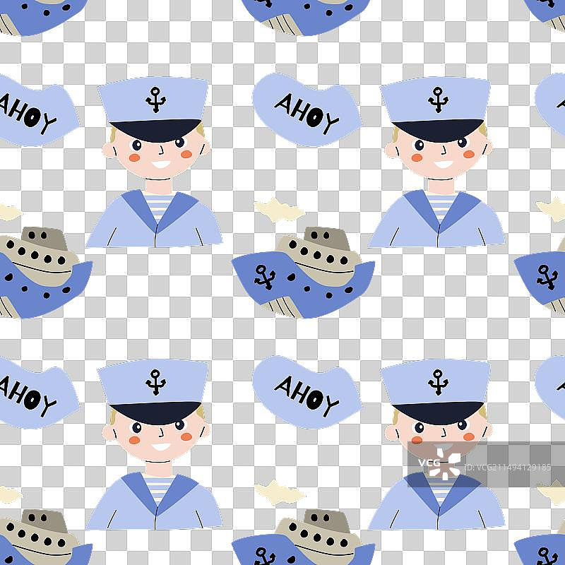 可爱的航海风海洋宝宝无缝图案图片素材