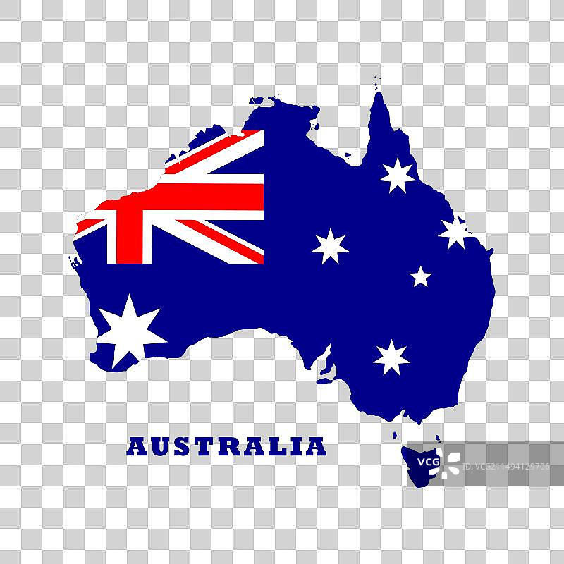 带有国旗的澳大利亚地图图片素材