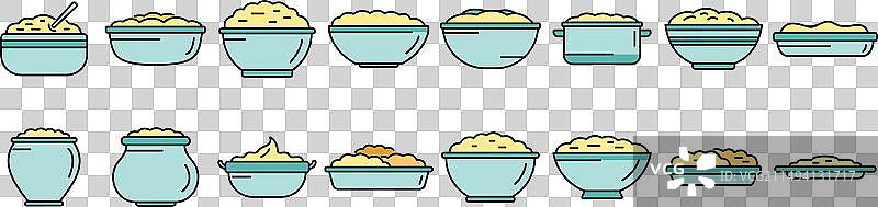 彩色线条土豆泥图标集图片素材