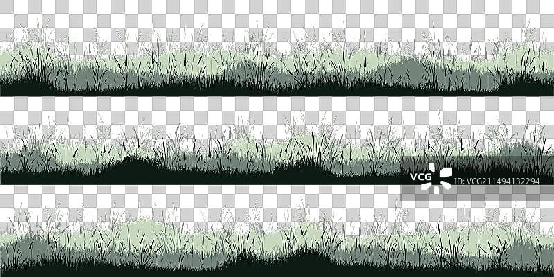 带有草地植物的草地轮廓图片素材