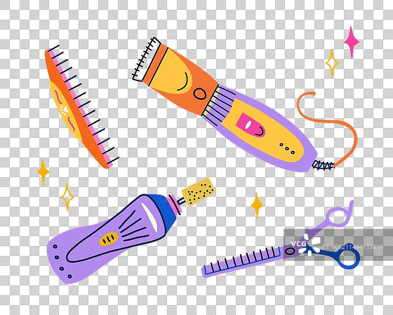 宠物美容设备剪贴画套装图片素材