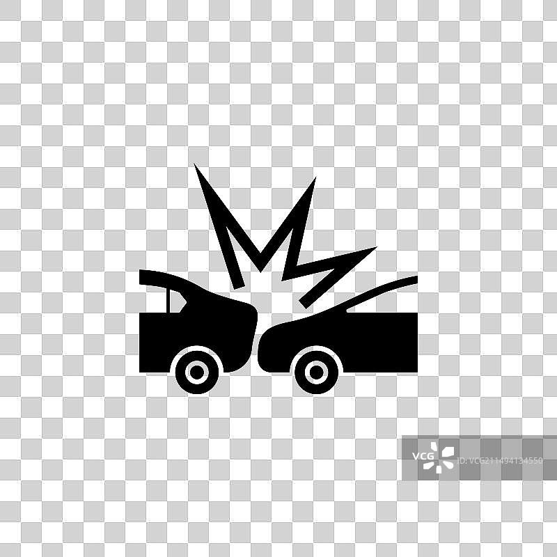 撞毁的汽车扁平图标图片素材