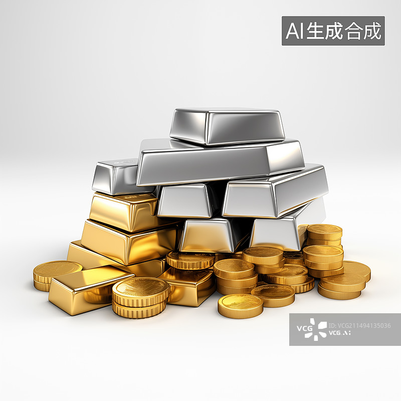 【AI数字艺术】金银财宝金融财经插画背景图片素材