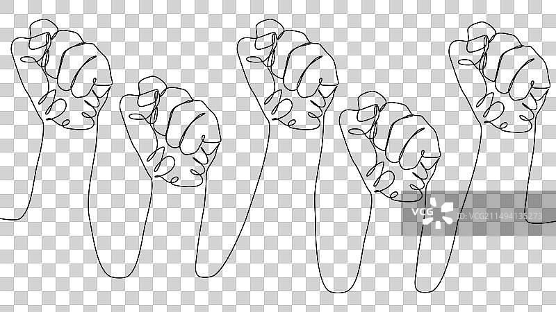 单线绘制拳头自画像图片素材