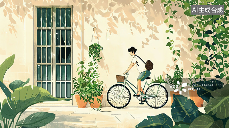 【AI数字艺术】绿色岀行，节能海报插画图片素材