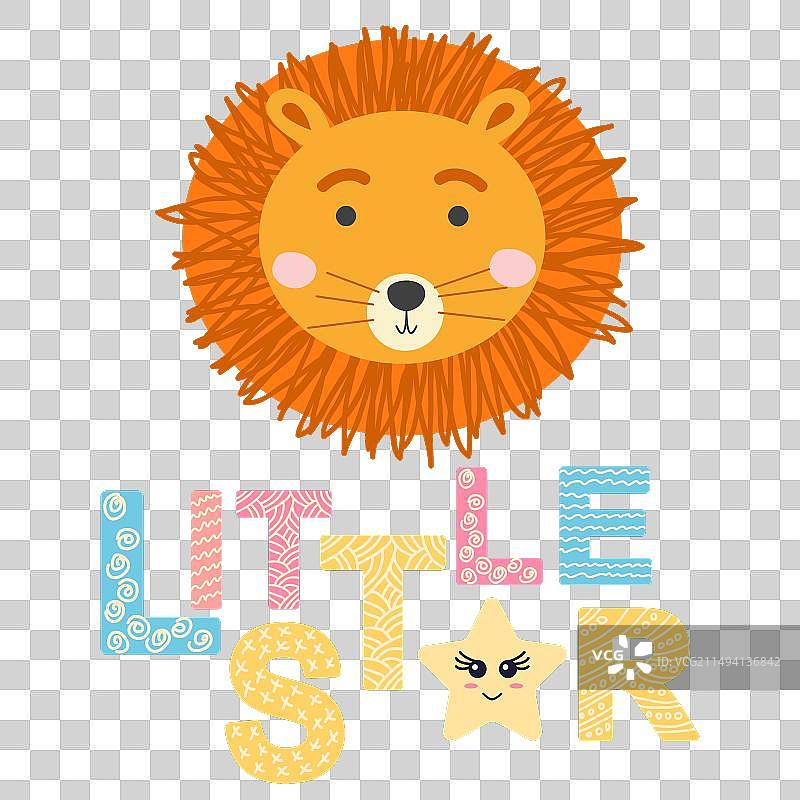 带有儿童字体动物的可爱面孔图片素材