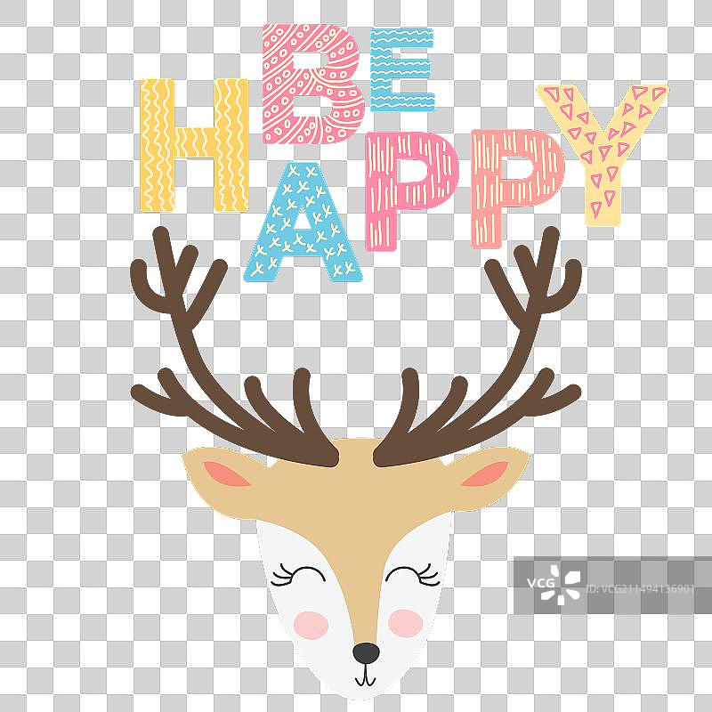 带有儿童字体动物的可爱面孔图片素材