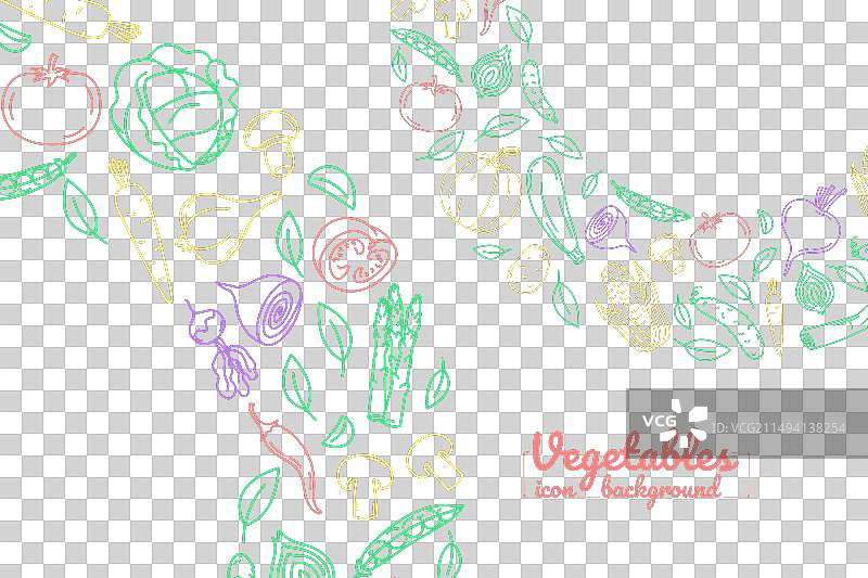 圆形蔬菜线性图标背景图片素材