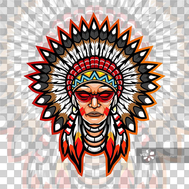 部落酋长电竞logo吉祥物设计图片素材