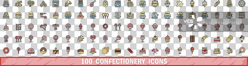 100个彩色线性糖果图标合集图片素材