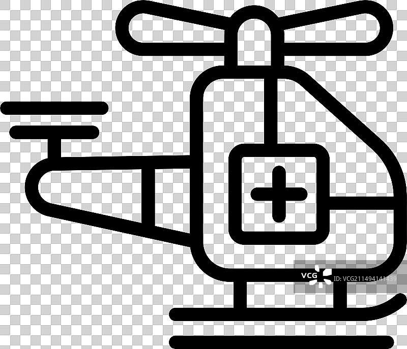 紧急救援直升机图标轮廓图片素材