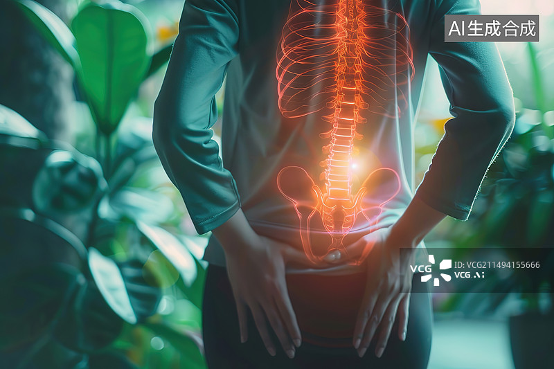 【AI数字艺术】腰部疼痛概念插图图片素材