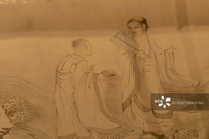 首都博物馆“近现代名家绘画作品展”：白描罗汉卷，溥儒（1896—1963），山水、花鸟、人物画皆擅图片素材