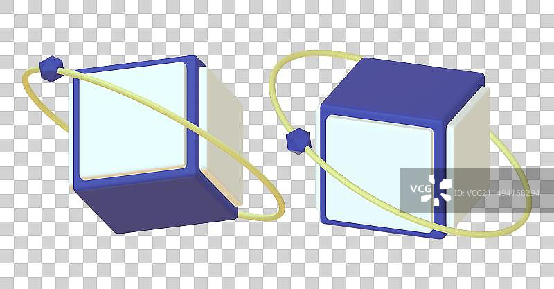 3D渲染有行星环的方盒子元素图片素材
