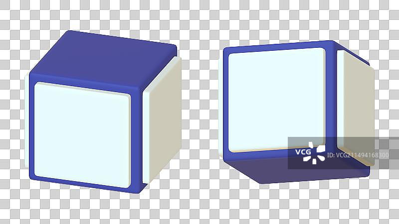 3D渲染方盒子元素图片素材