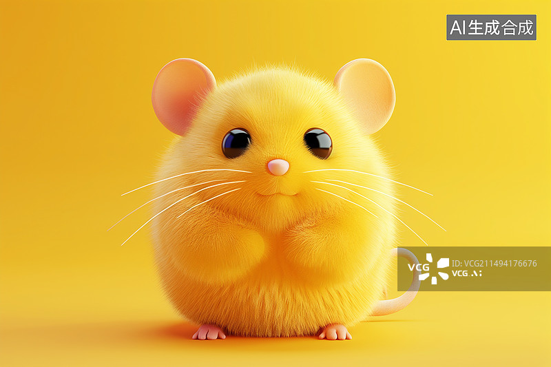 【AI数字艺术】3D卡通可爱动物毛绒玩具十二生肖鼠图片素材