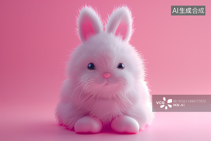 【AI数字艺术】3D卡通可爱动物毛绒玩具十二生肖兔图片素材