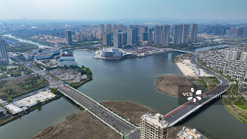 慈溪文化商务区明月湖畔图片素材