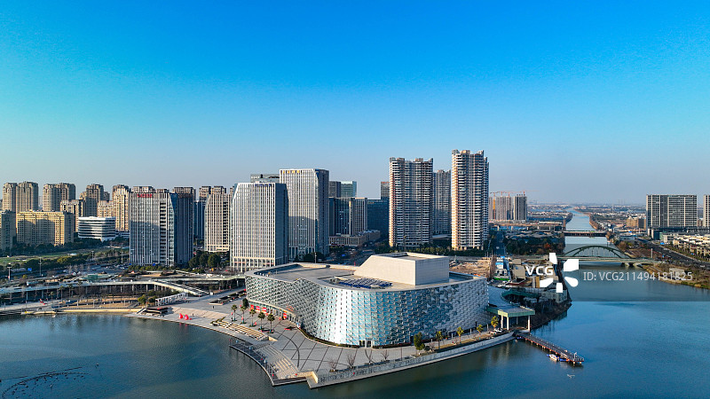 慈溪明月湖畔 城市风光图片素材