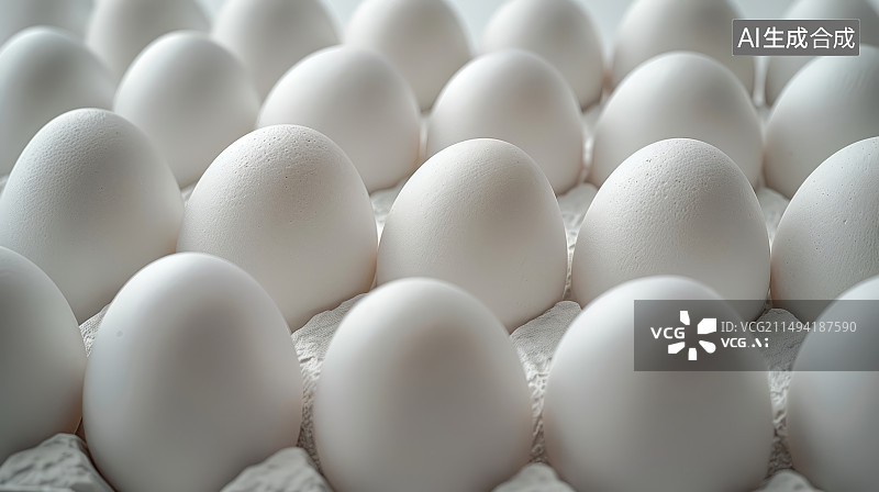 【AI数字艺术】白色背景整齐排列的鸡蛋图片素材