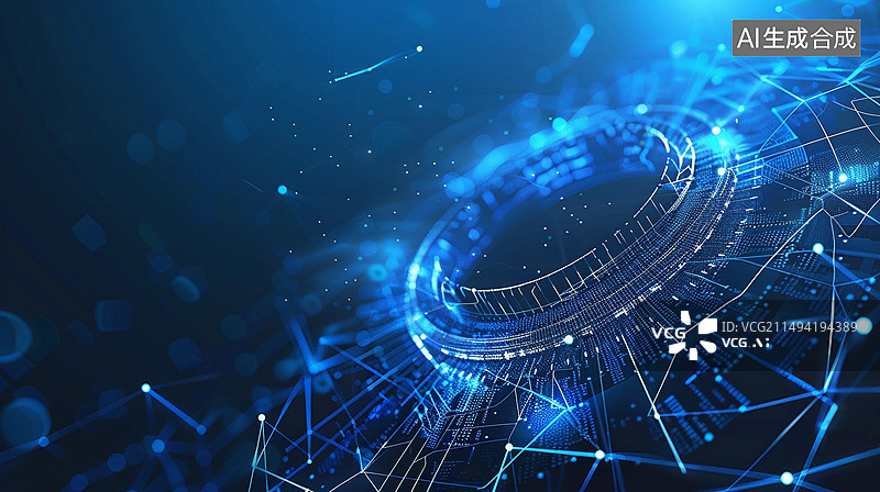 【AI数字艺术】蓝色发光的科技风格背景图片素材