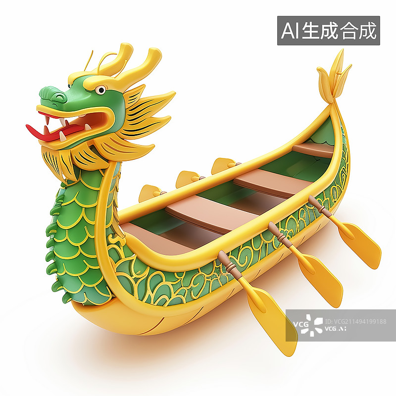 【AI数字艺术】端午节划龙舟元素图片素材