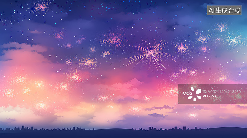 【AI数字艺术】烟花插画图片素材