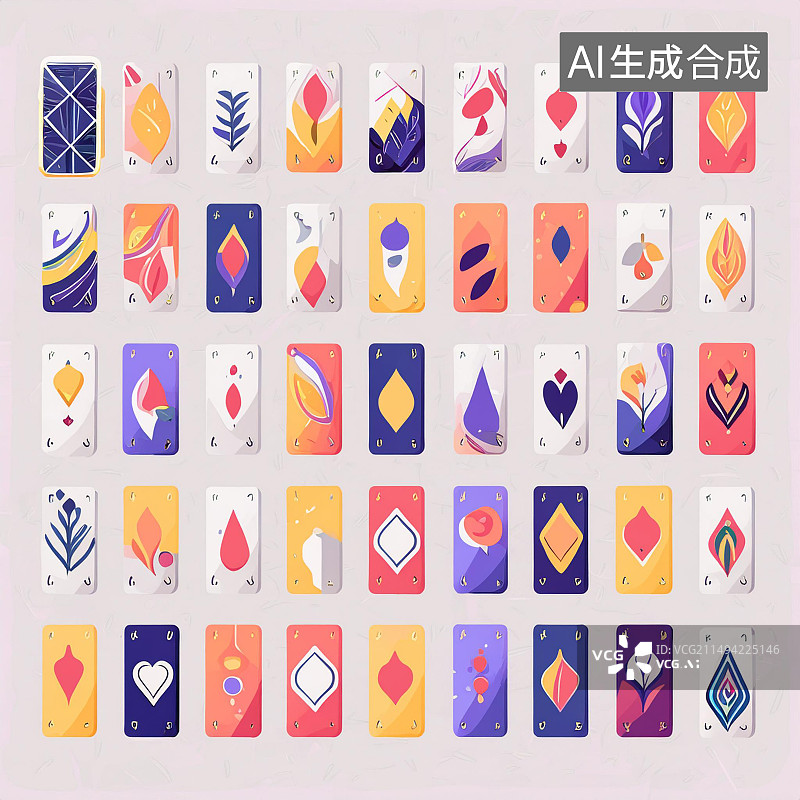 【AI数字艺术】整齐排布的卡通可爱扑克牌背景图片素材